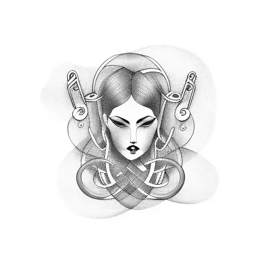 Musical Notes Intertwined With Sensual Female Figures