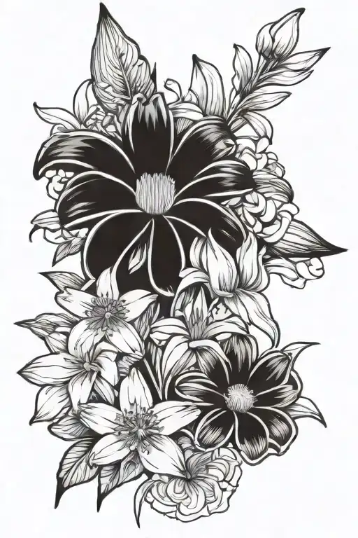 Daisy With Daffodils And Lilly