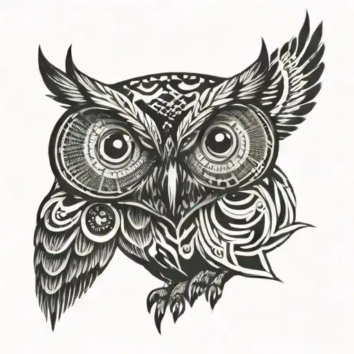 An Owl With Digital Eyes Representing Computer Screens