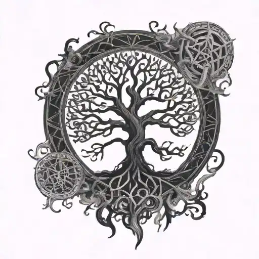 Tree Of Life Sephiroth Black And White Occult Satanic Devil Symbols