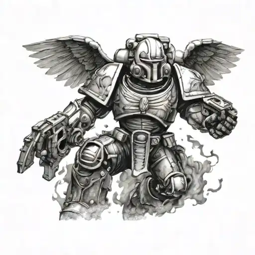 Blood Angels Space Marine In A Dynamic Battle Pose