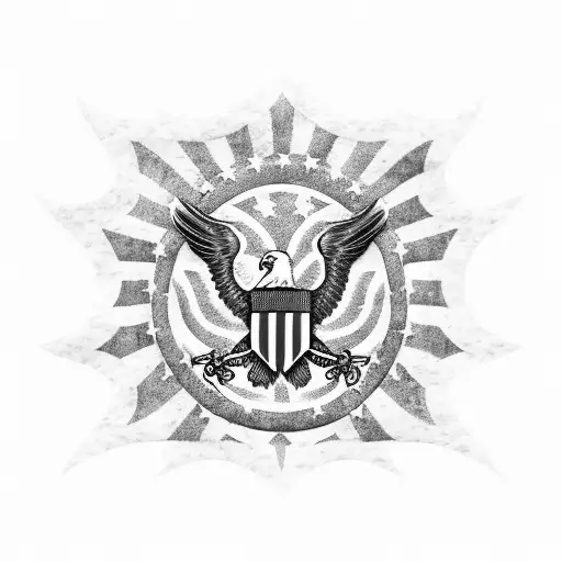 American Flag With Bald Eagle And Soldiers