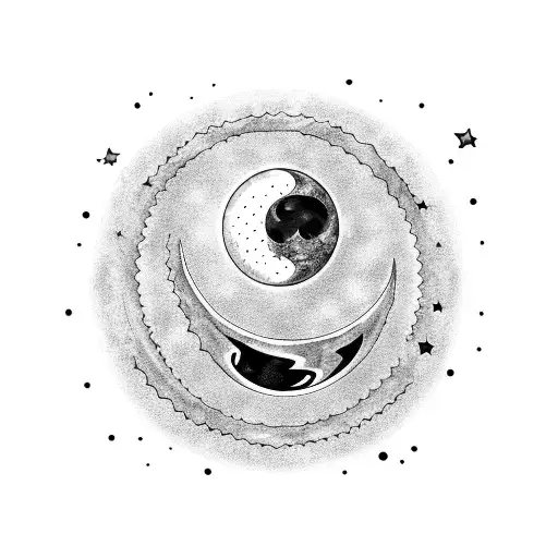 Evil Crescent Moon Melting Into Stars