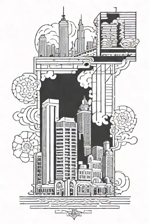 A Sleeve Tattoo Inspired By The Jeweler's Building At 35 Wacker Dr In Chicago