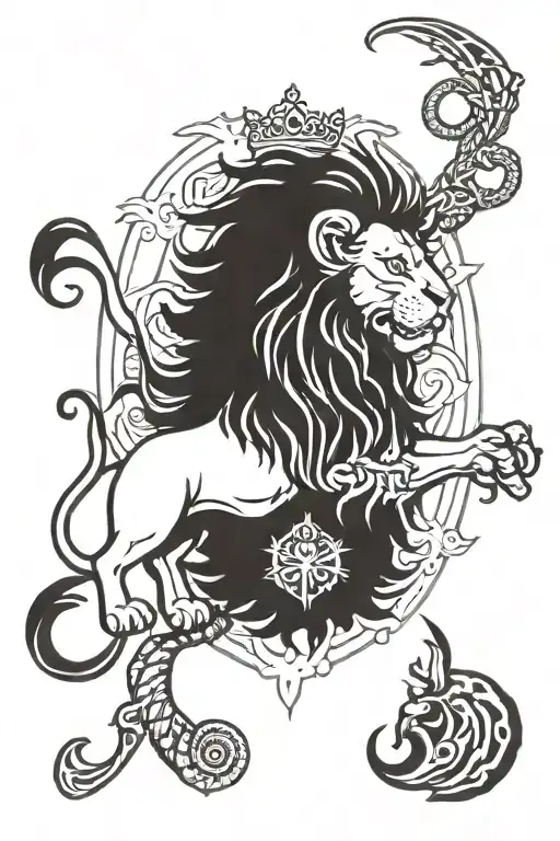 Crowned Lion And Scorpio Zodiac