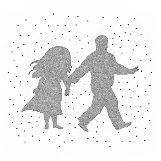 Father Daughter Holding Hands With Shadow As Goodbye