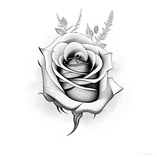 Rose Avec Branche Bas Du Torse