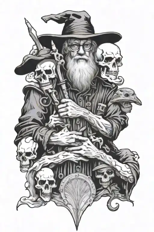 Black And White Arm Sleve Inspired Of The Books Of Terry Pratchett