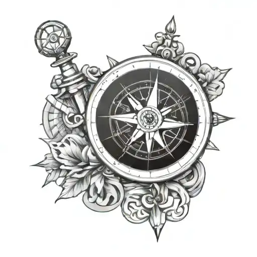 Nautical Compass With Shamrock Intertwined