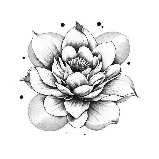 Magnolia Flower With Black Drop Shadow