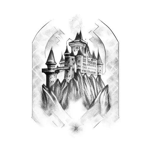 Medieval Knight With A Gothic Castle Behind