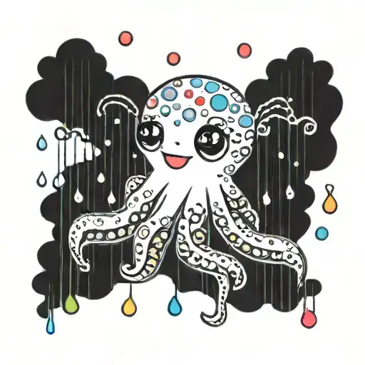 Kawaii Octopus Rainbow Rain