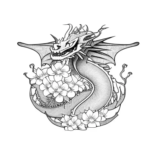 Dragon With Flowers