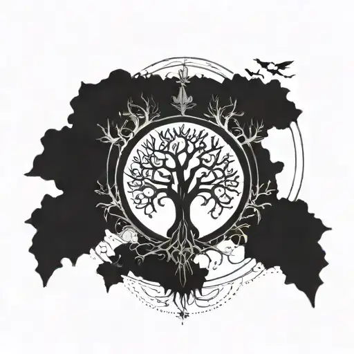 Tree Of Life Sephiroth Black And White Occult Satanic Devil Symbols