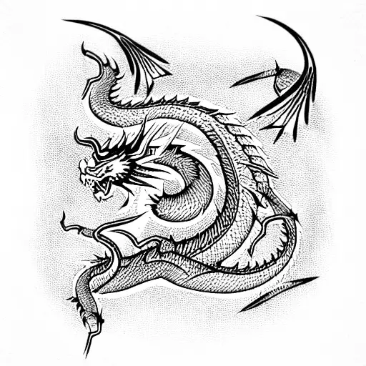 Chinesse Symbols With Red Dragon