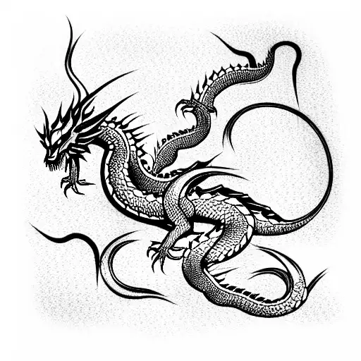 Japanese Symbols Underneath With An Entwined Dragon