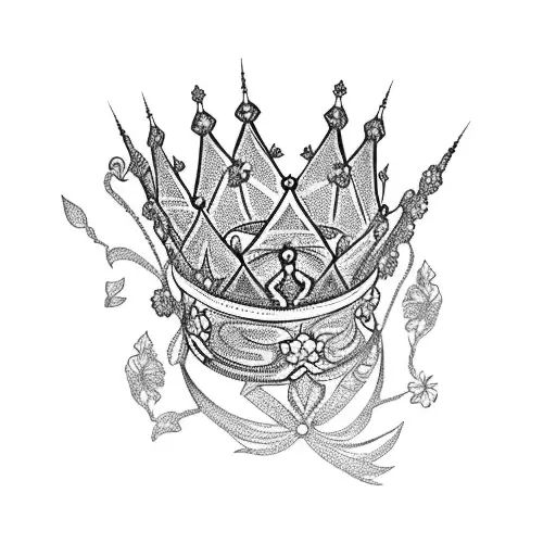 A Regal Queen's Crown Surrounded By Delicate Flowers