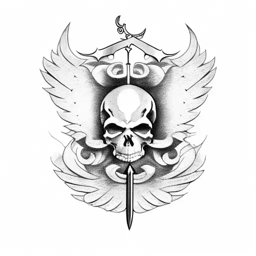 Angel With Sword And Skull