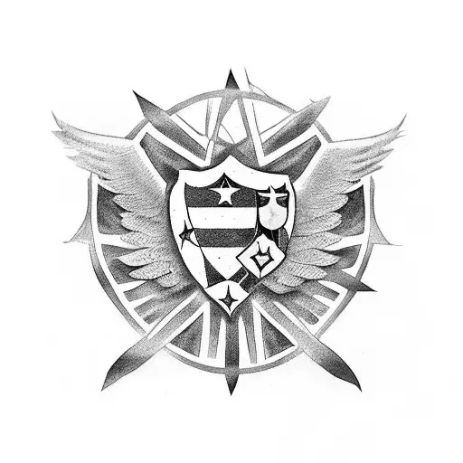 Gangster Chest Piece With The Name Lia In The Center Angle Wings With A Puerto Rican Flag