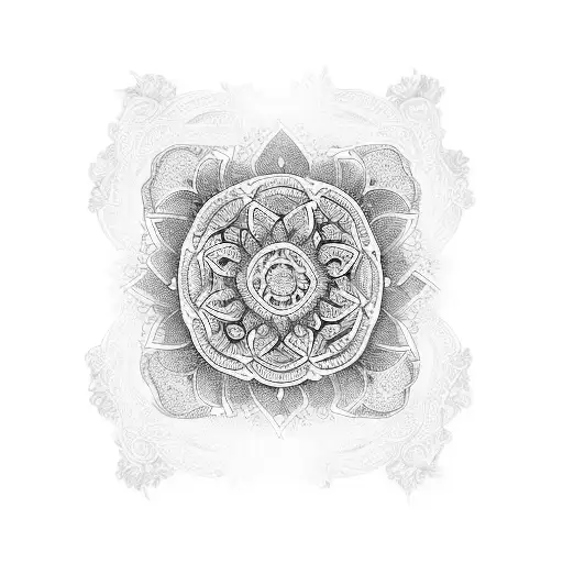 Ornamental Mandala Tattoo Thick Line Blackwork