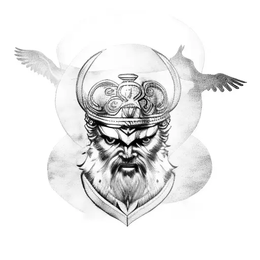 Full Body Odin Standing With 2 Ravens