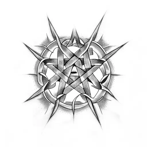 A Pentagram Made Out Of Fire With Flames Coming Out Of It