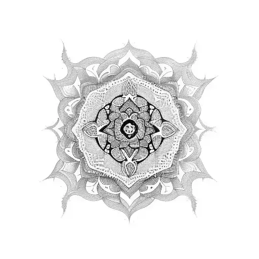Ornamental Mandala Tattoo Line Work