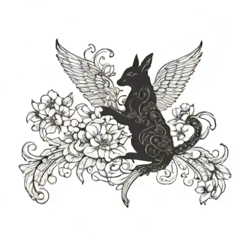 Mystical Animal Spirit Guides Intertwined With Delicate Flower Motifs