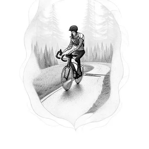 A Tarot Card Featuring A Cyclist Riding Through A Lush Forest
