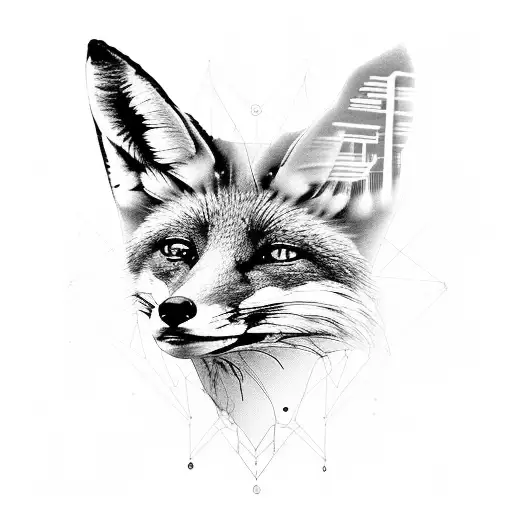 Fox In A Futuristic Cyber Cityscape