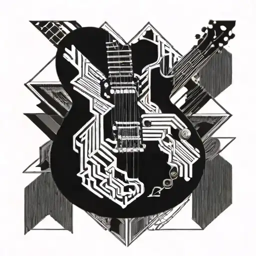 Incorporate A Guitar Neck And Strings Into A Geometric Pattern