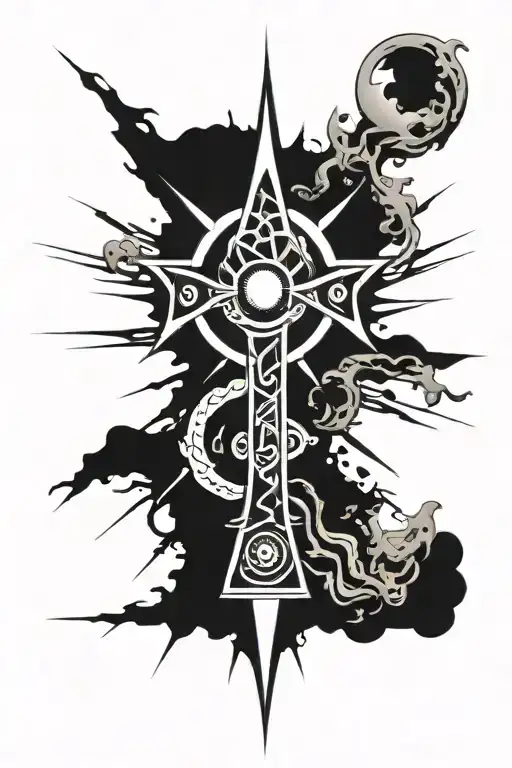 Spiritual Ankh With Eye And Sun Rays