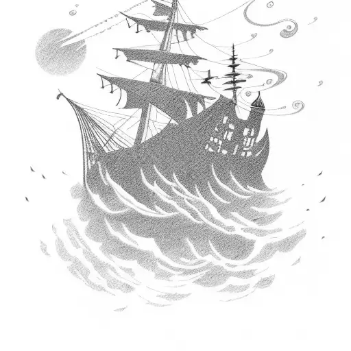 Shakespeare Boat Ship Flying Through A Storm With Lightning And A Fairy Flying Along Side The Boat