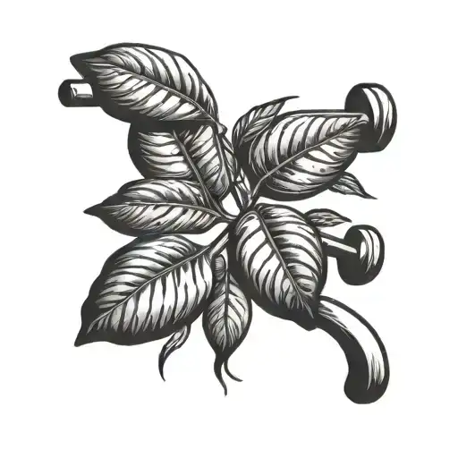 A Coffee Plant Growing Out Of A Weightlifting Barbell