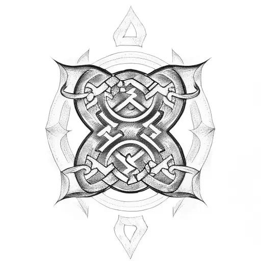 Solid Armband With Norse Runes