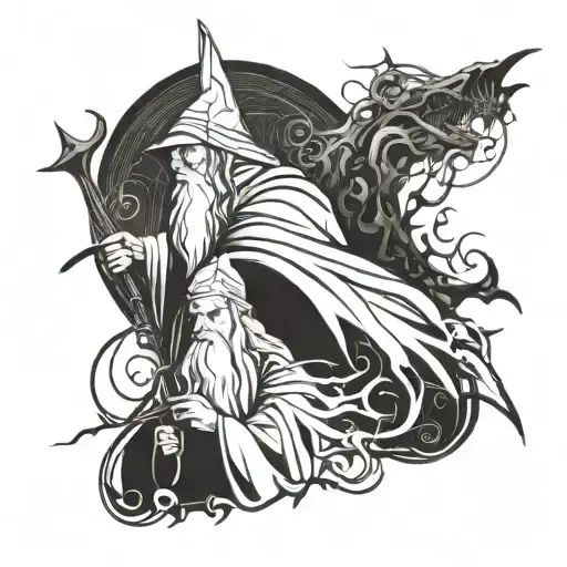 Gandalf And Witch King Abstract