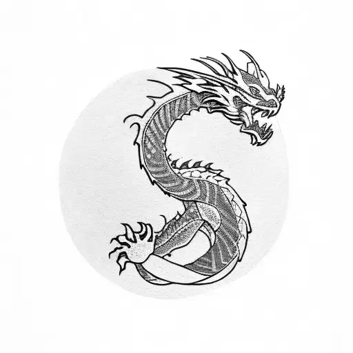 Dragon With Sakura Flowers