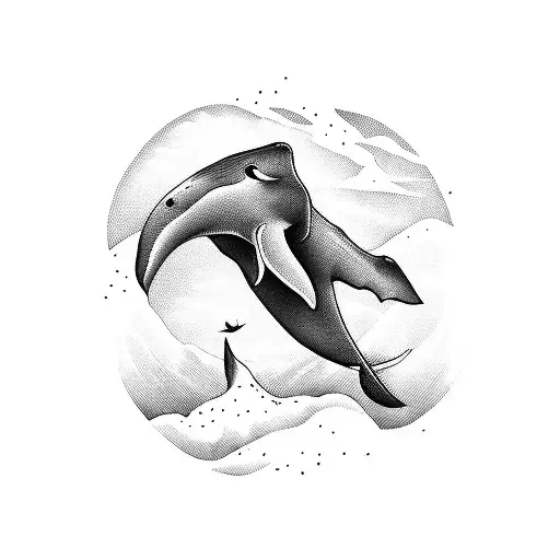 A Powerful Silhouette Of A Freedom Fighter With A Whale Emerging From Its Chest