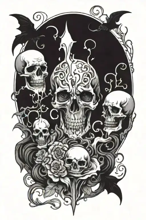 Gothic Horror Inspired Tattoo Design Featuring