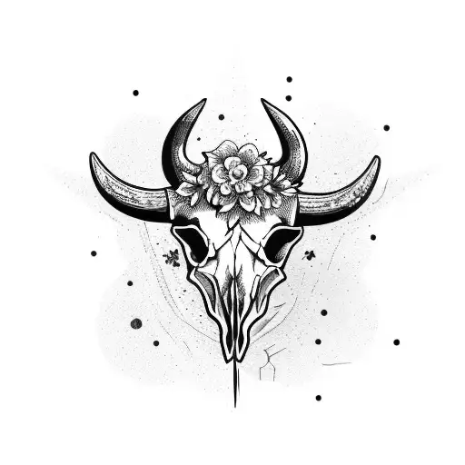 Bull Skull With Flower Crown