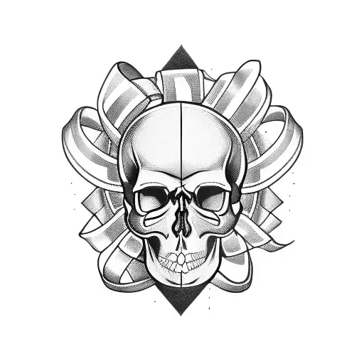 Stoic Skull With Torn Ribbon