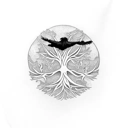 Tree Of Life With Ravens
