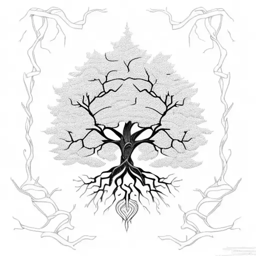 A Majestic Tree With Intricate Roots And Branches Intertwined With Scripture Verses