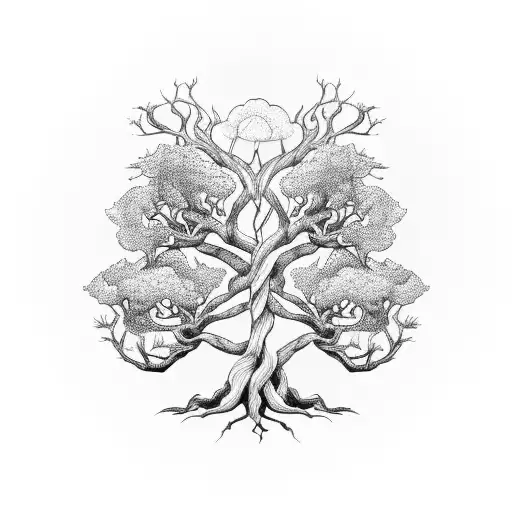 A Majestic Tree With Intricate Roots And Branches Intertwined With Scripture Verses