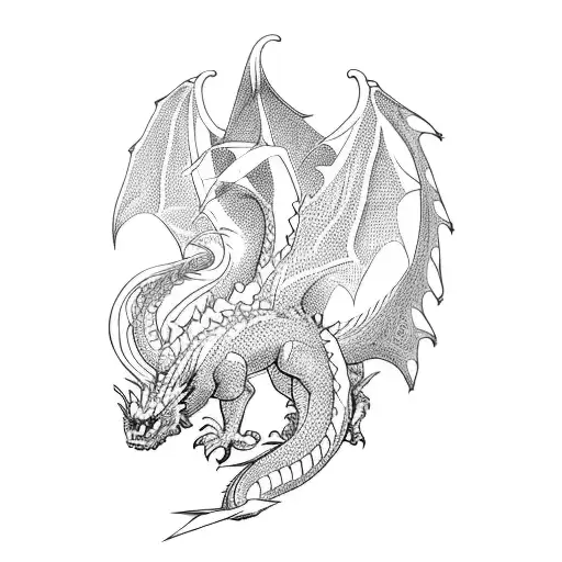 A Majestic Dragon Flying Over A Mountain Range