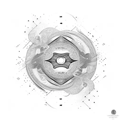 Abstract Representation Of Yin And Yang With Fine Line Details