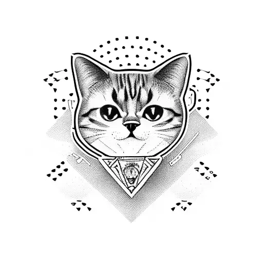 A Minimalist Tattoo Of A Cat Playing A Board Game With Woodland Creatures