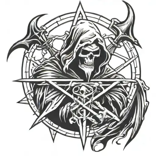 Grim Reaper On A Pentagram