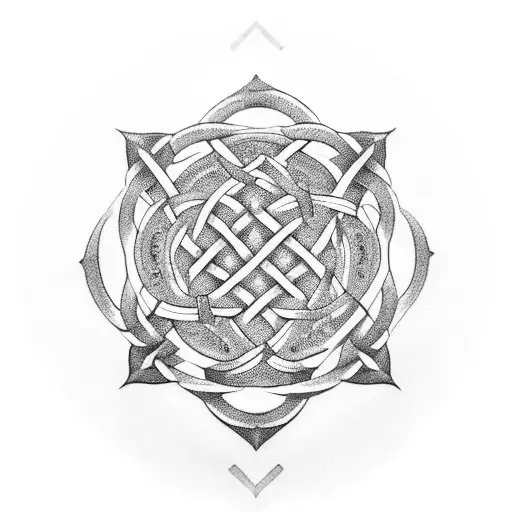 An Intricate Celtic Knot Design Incorporating The Words 'Never Give Up'