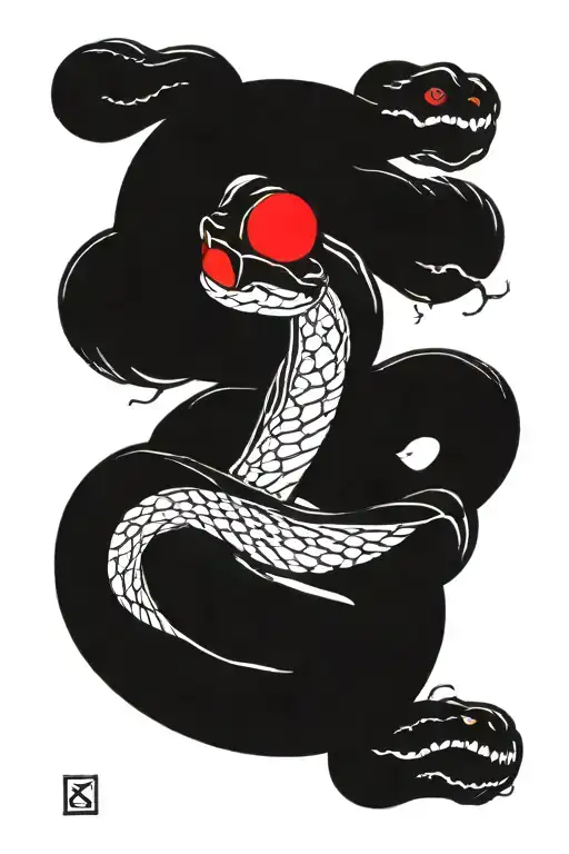 Snake With Red And A Moon